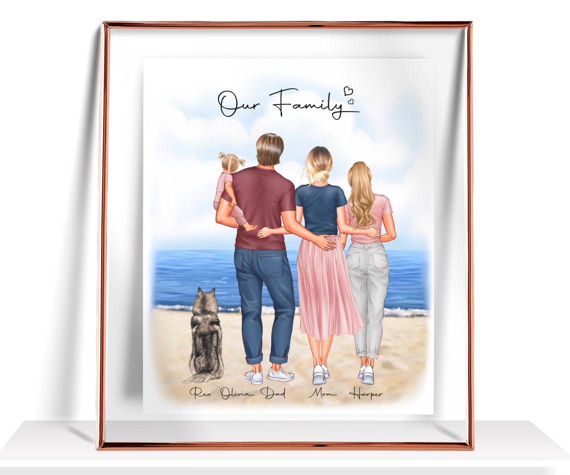 Custom Family Portrait Personalized Family Gift Family Print Mothers Day Gift Family And Pet Print Family Illustration New Home Gift