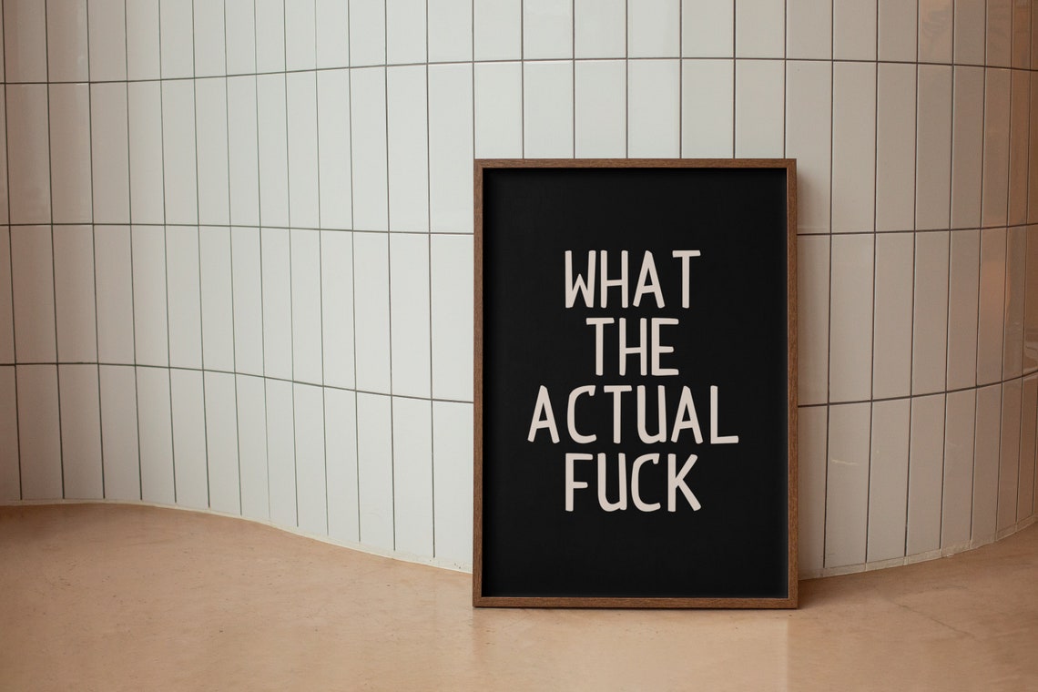 Fuck Minimalist One Word Swear Quote Simple Black Typography Poster - Image 3