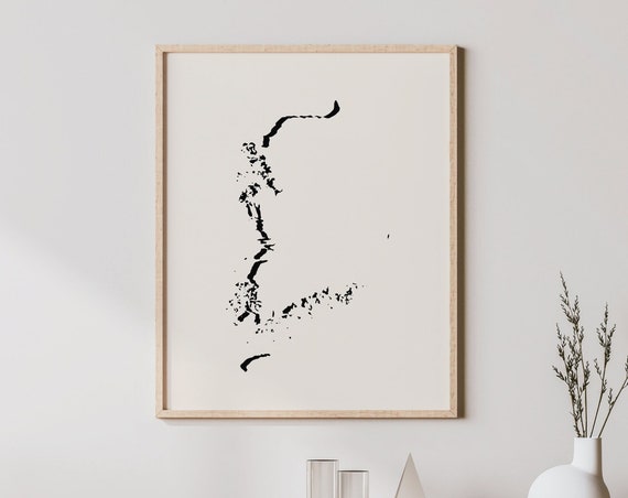 Minimalist South Korea Map Poster, Modern Travel Poster