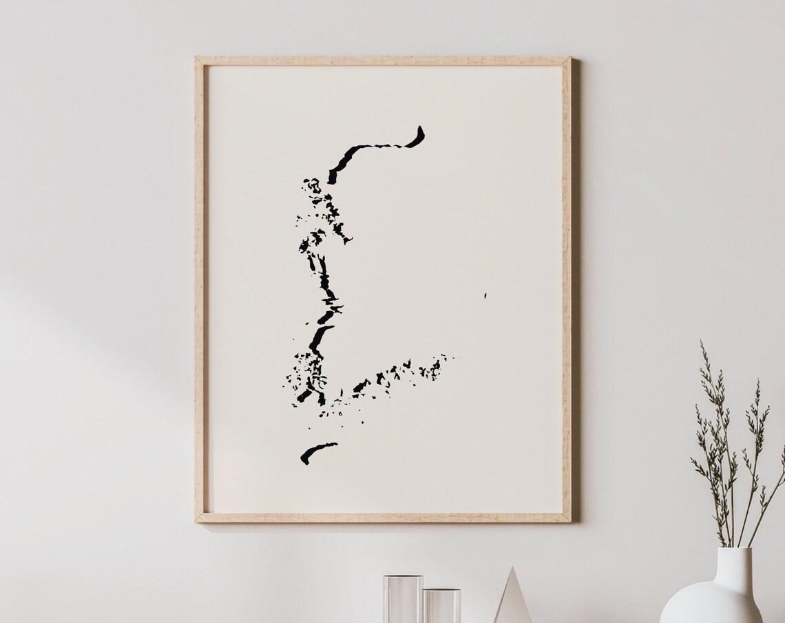 Minimalist South Korea Map Poster, Modern Travel Poster
