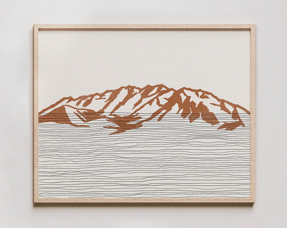 Mount Timpanogos Boho Travel Poster, Utah Outline
