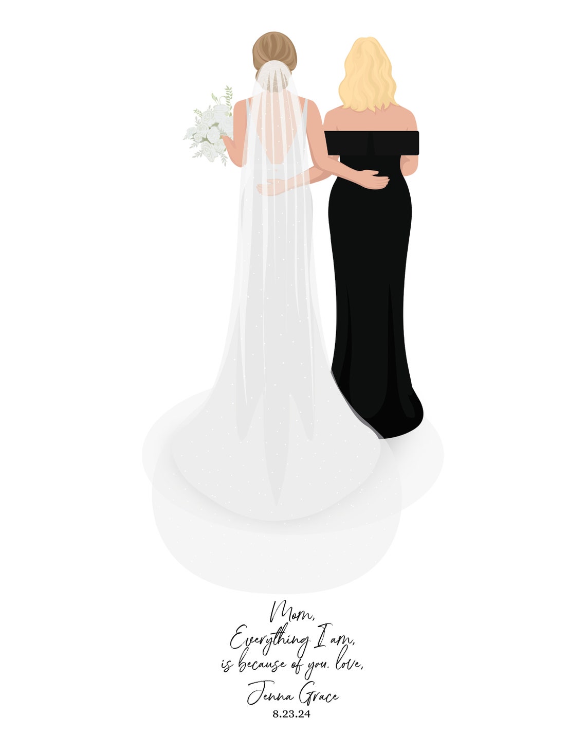 Custom Wedding Family Portrait Mother Daughter Groom Wedding Poster - Image 4