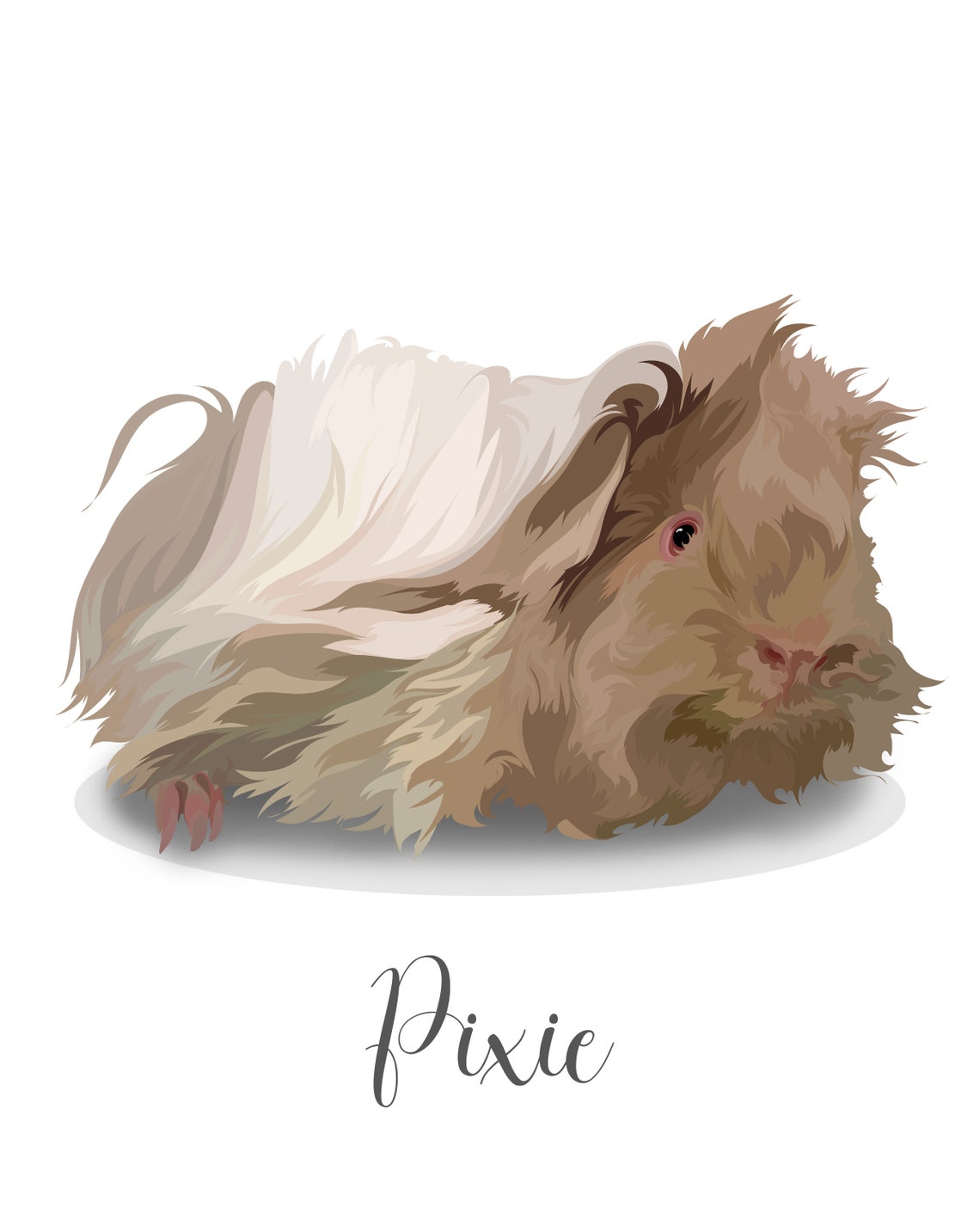 Custom Watercolor Guinea Pig Portrait With Pumpkin Named Penny Poster - Image 4
