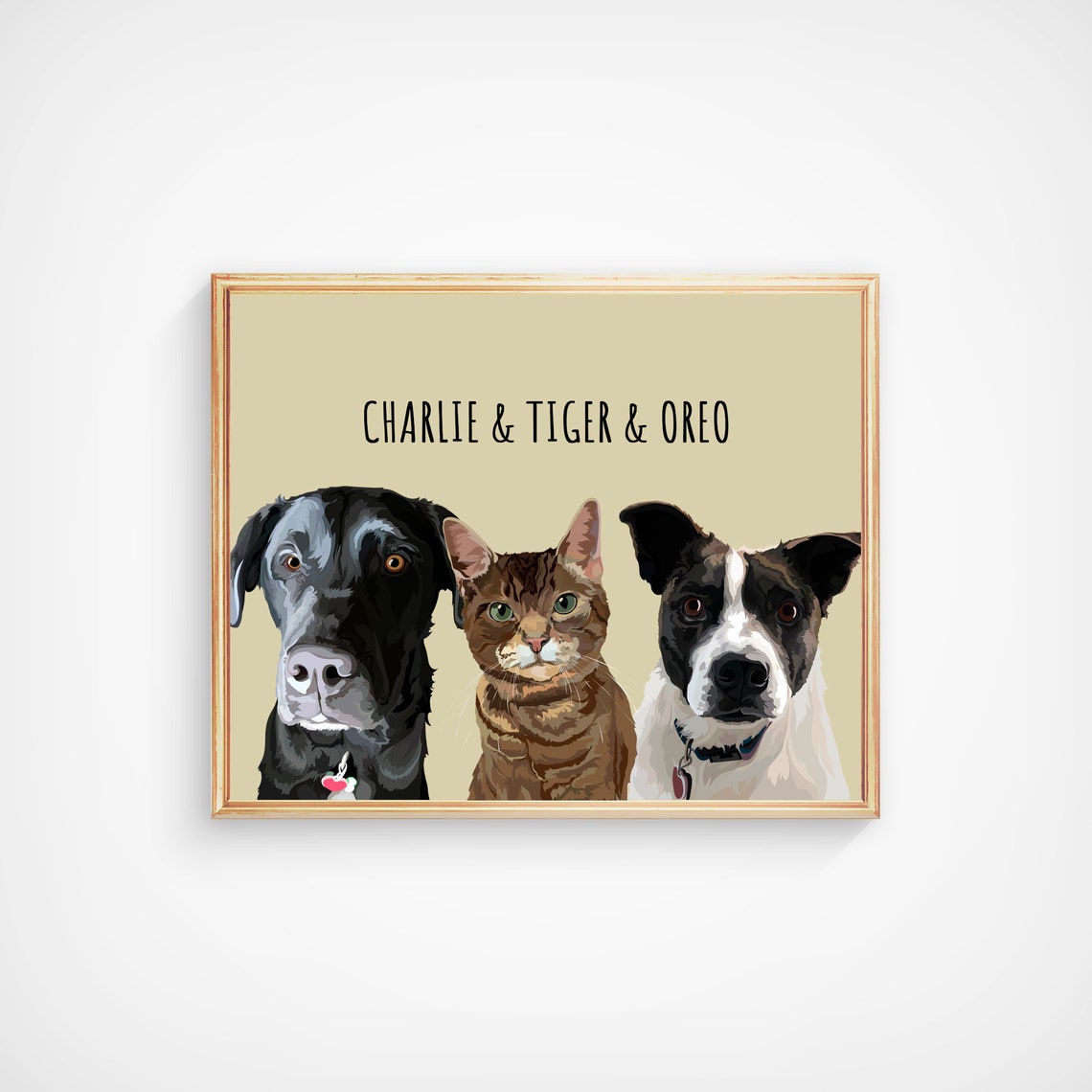 Pet Painting Of 3 Dog Peekaboo Custom Pet Portrait Pet Portrait Dog Memorial Portrait Peekaboo Custom Illustration Portrait Dog Art - Image 5
