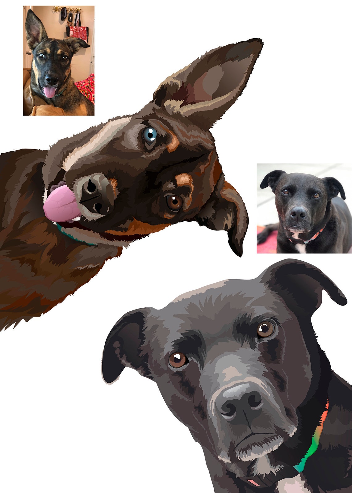 Custom Two Dog Peekaboo Portrait Lord Byron Opie Gift Poster - Image 5