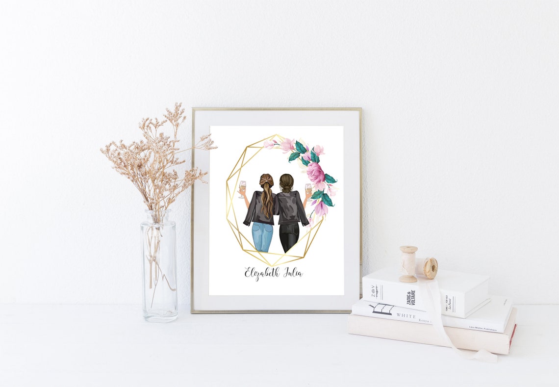 Custom Two Best Friends Leather Jacket Illustration Gift Poster - Image 5