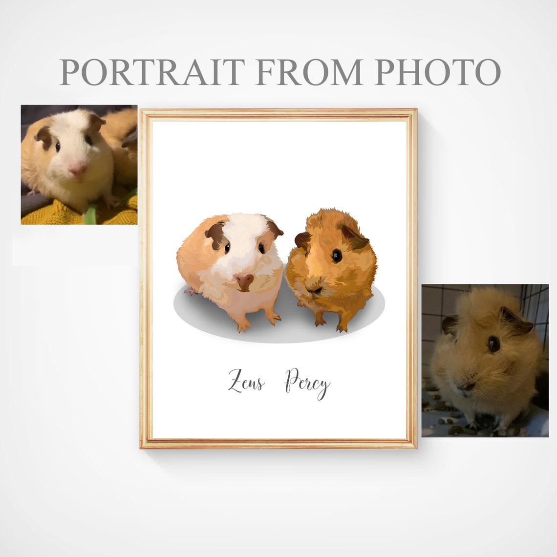 Portrait Of 2 Guinea Pigs Memorial Hamster Portrait Pet Portrait Hamster Gift Pet Memorial Guinea Pig Guinea Pig Picture - Image 4