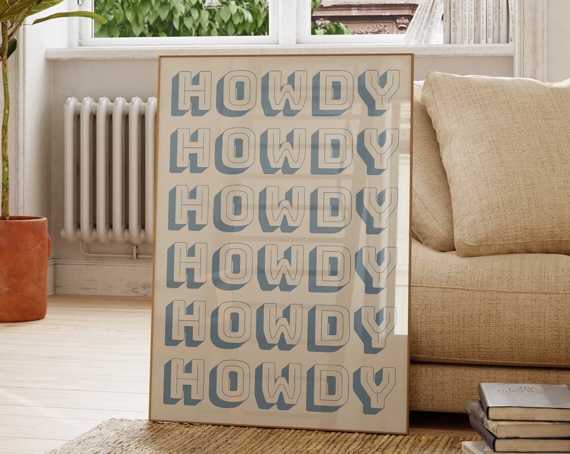 Howdy Retro Western Typography Art Print - Image 3