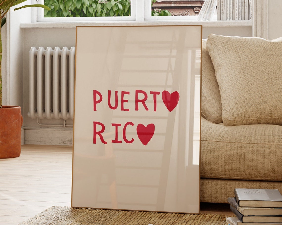 Puerto Rico Poster Puerto Rican Art Puerto Rico Wall Art Puerto Rico Print Minimalist Heart Art Puerto Rican Decor 1 Print