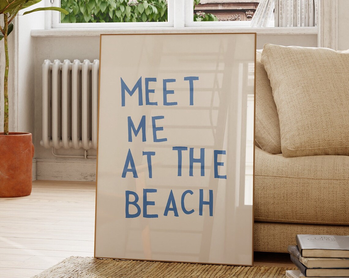 Meet Me At The Beach Trendy Coastal Art Print