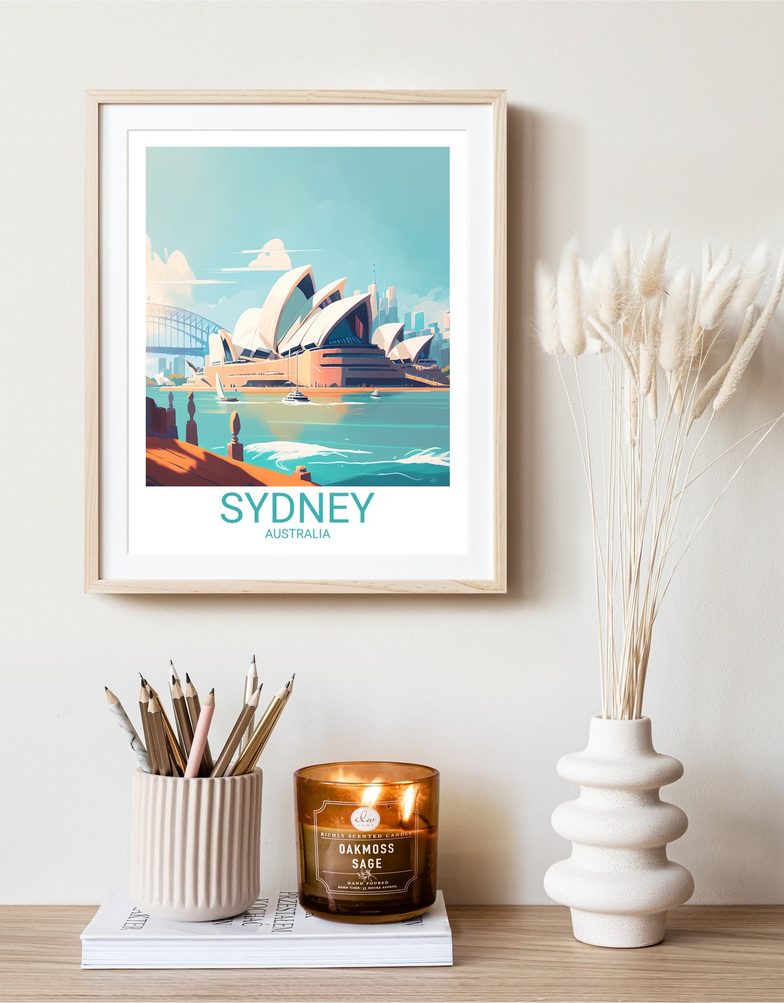 Sydney Australia Opera House Retro Travel Poster Harbor Sunset Print - Image 2