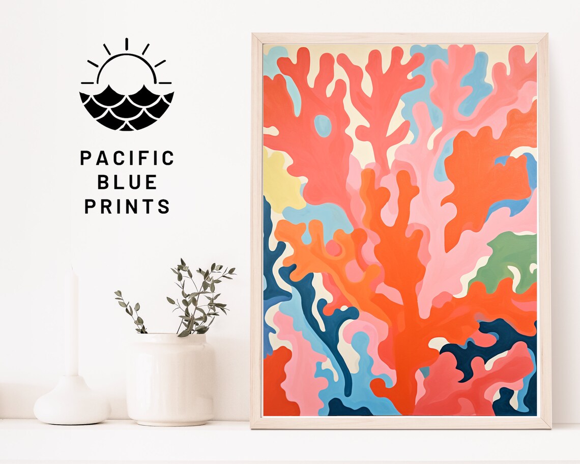 Matisse-Inspired Boho Coral Seaside Art Print - Image 4