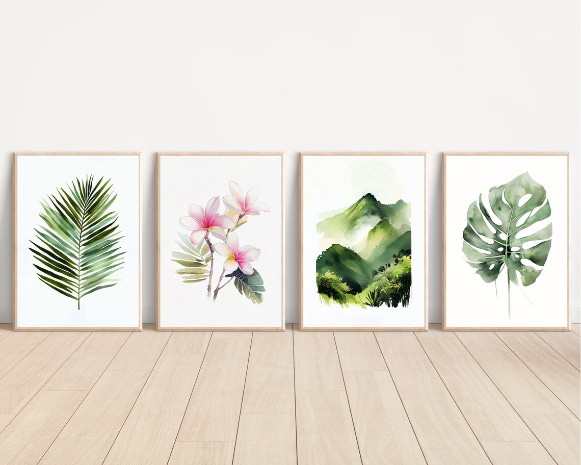 Monstera Watercolor Tropical Plant Leaf Art Print - Image 2