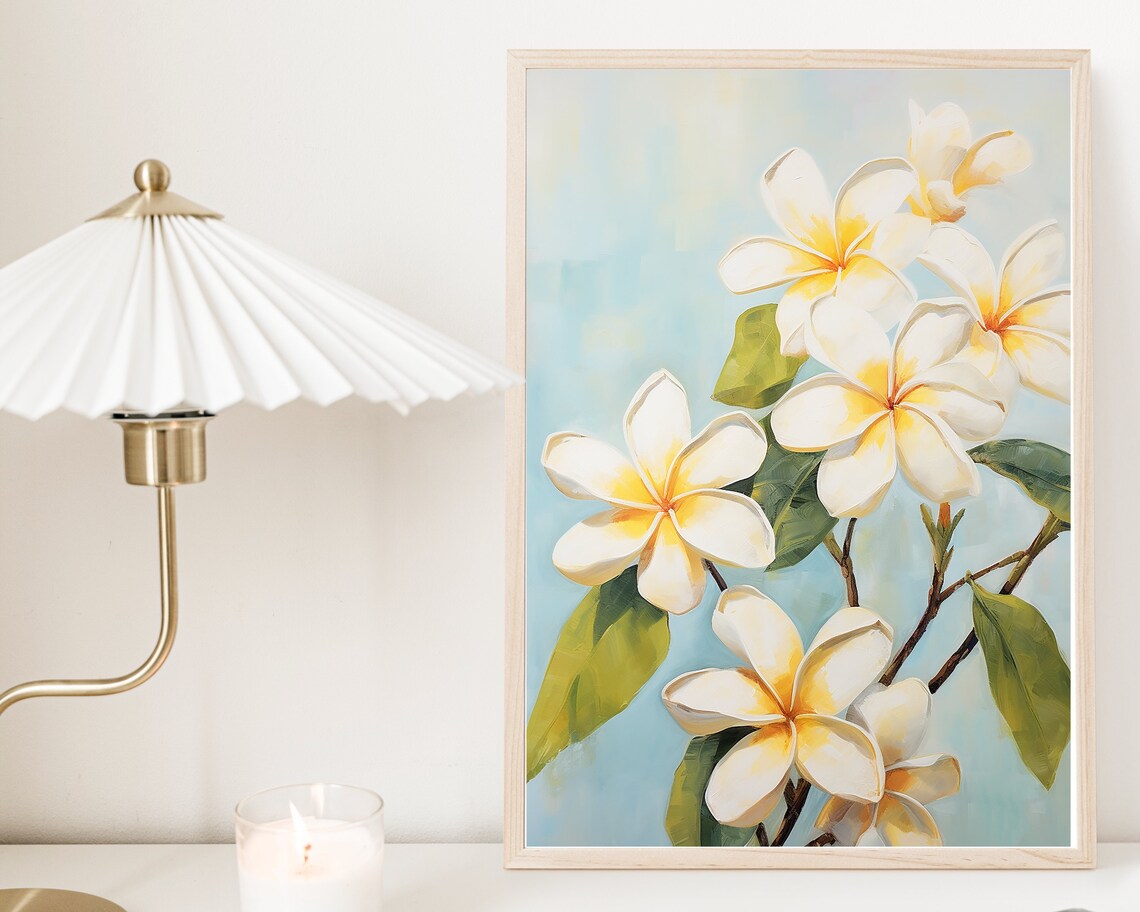 Hawaiian Plumeria Tropical Floral Wall Art Print - Image 3
