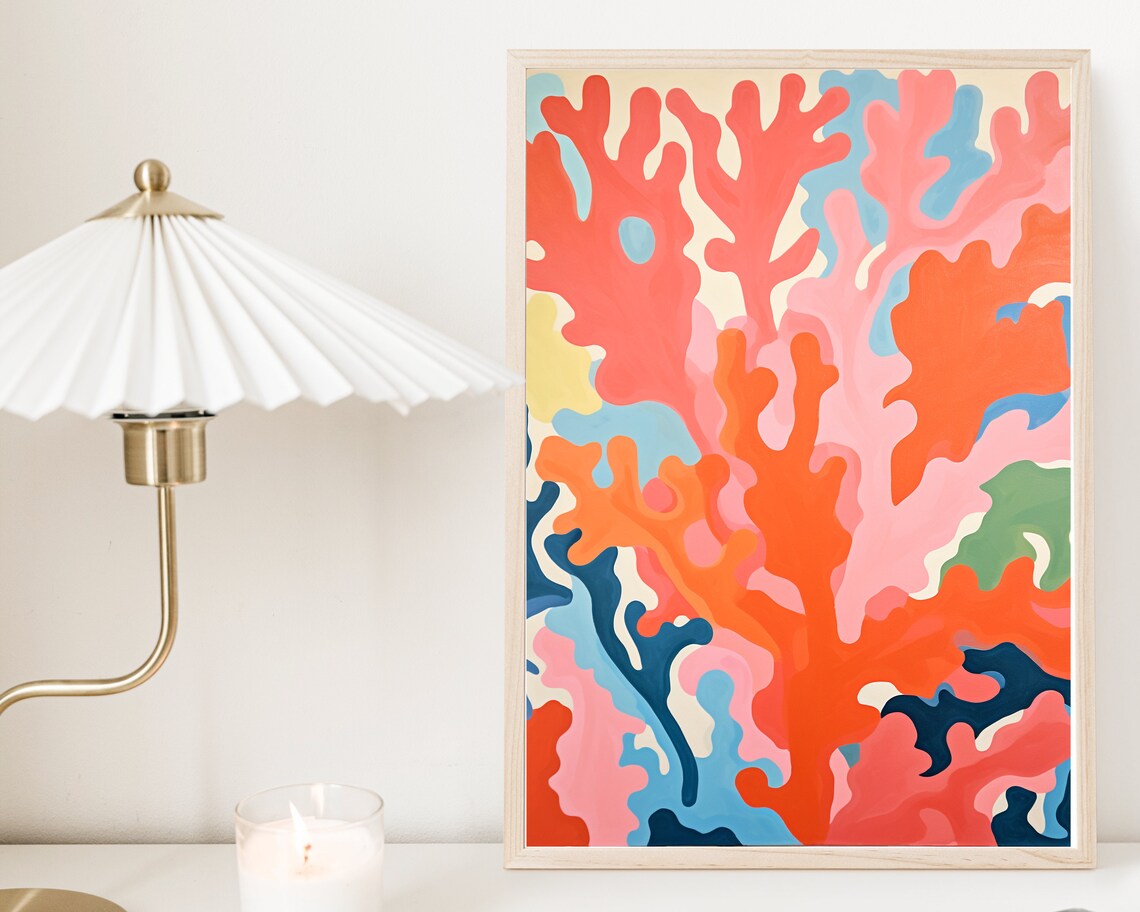 Matisse-Inspired Boho Coral Seaside Art Print - Image 2