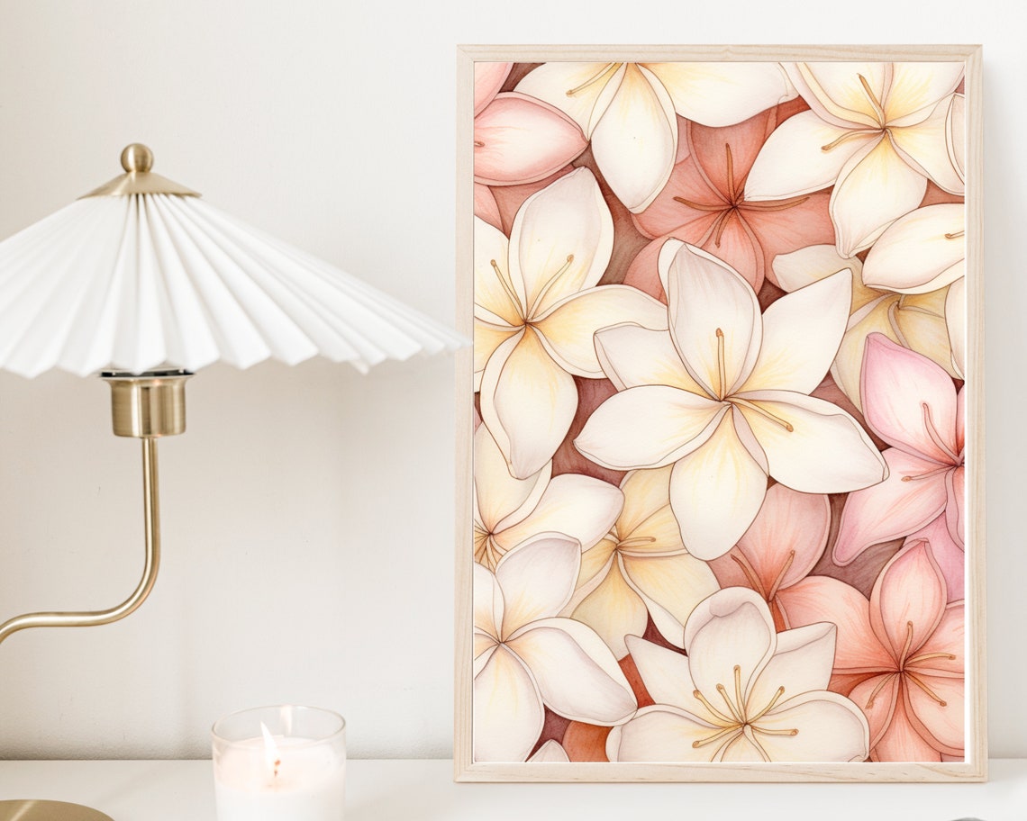 Plumeria Flower Full Bloom Pattern Tropical Floral Wall Art Poster - Image 2