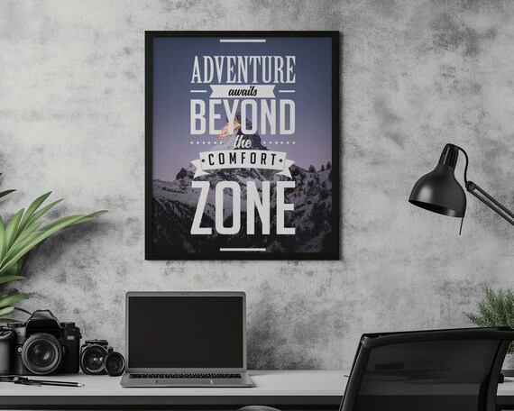 Adventure Awaits Mountain Quote, Motivational Decor