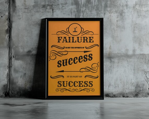 Failure Is Not Opposite Of Success Poster Vintage Orange Motivational Quote