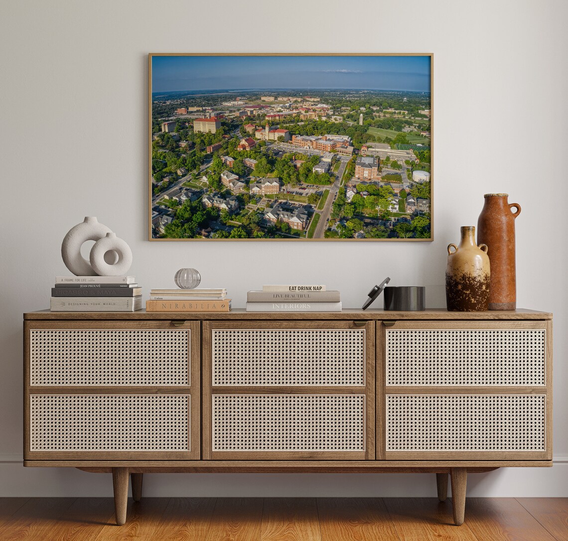 Lawrence Kansas Aerial Campus View Red Brick Town Summer Sky Poster - Image 4