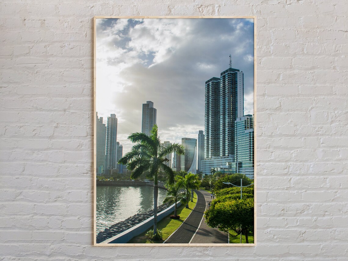 Panama City Travel Poster, Real Photo City View