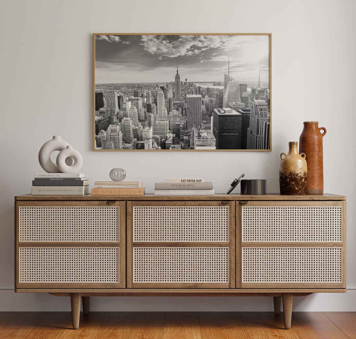 Manhattan Midtown Empire State Building Black and White Skyline Poster - Image 4