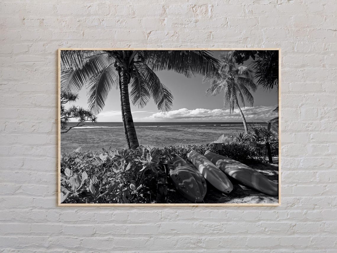 Tonga Tropical Beach Palm Trees Black And White Island Paradise Poster