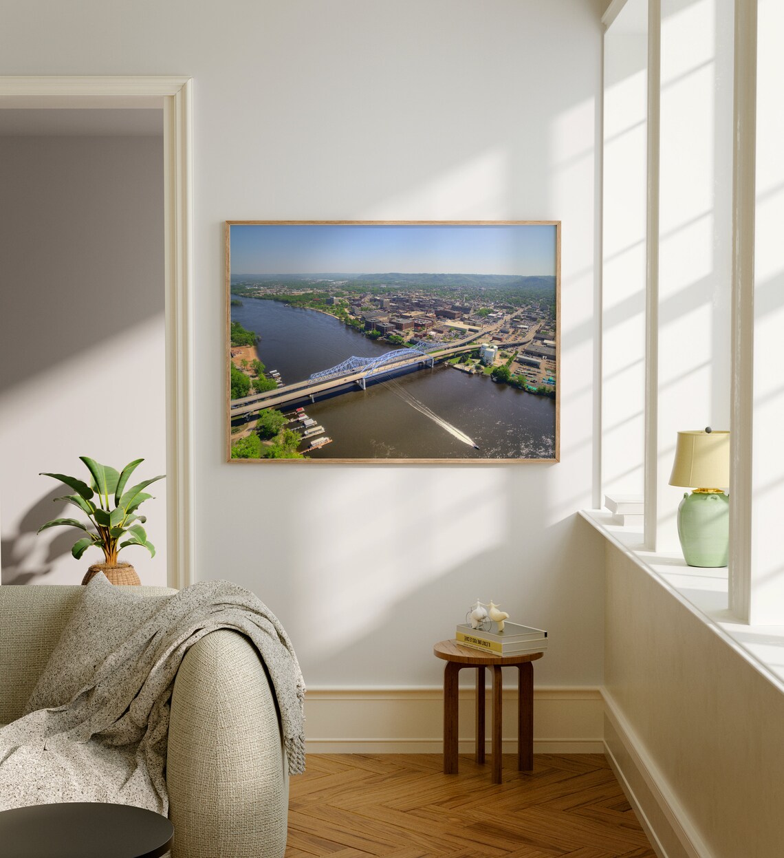 La Crosse Wisconsin Summer Riverfront Bridge Marina Aerial Poster - Image 5
