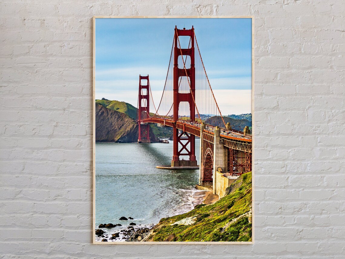 Golden Gate Bridge San Francisco Bay Red Towers Photography Poster