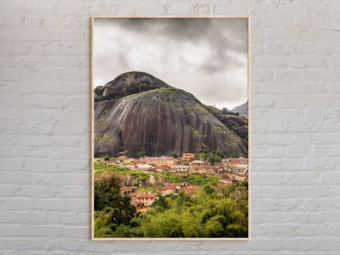 Nigeria Zuma Rock Monolith Village Mountain Scenic Landscape Poster