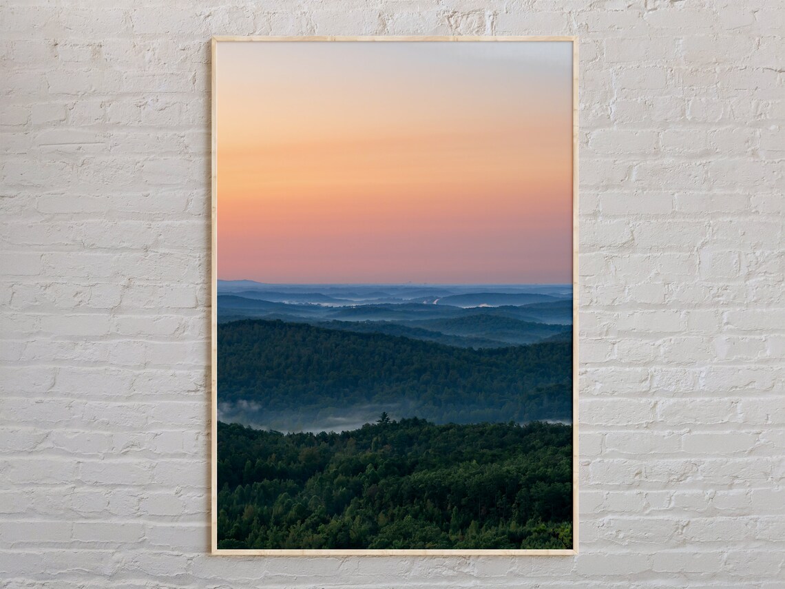 South Carolina Misty Forest Hills Sunrise Landscape View Poster