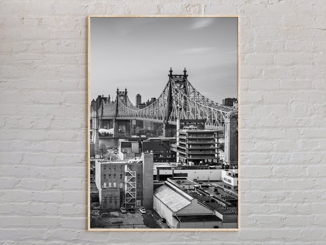 Queens Black and White New York Travel Poster