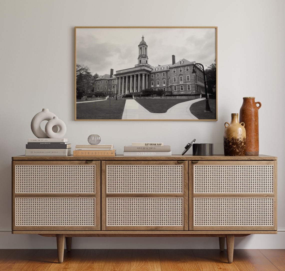 Penn State Old Main State College Black White Campus Landscape Poster - Image 4