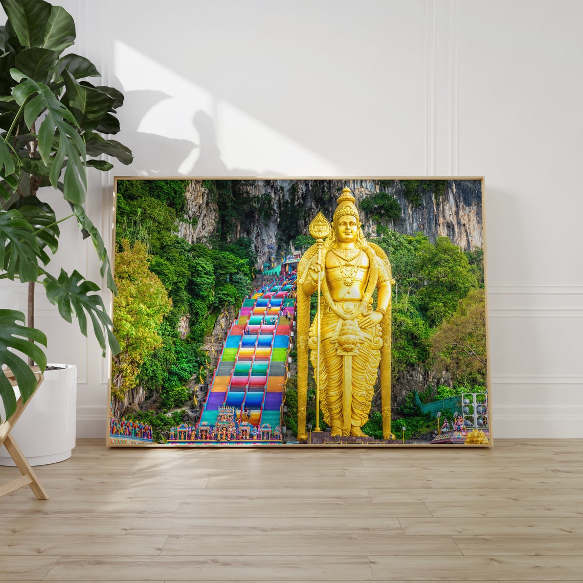 Batu Caves Malaysia Murugan Statue Rainbow Stairs Temple Art Poster - Image 2
