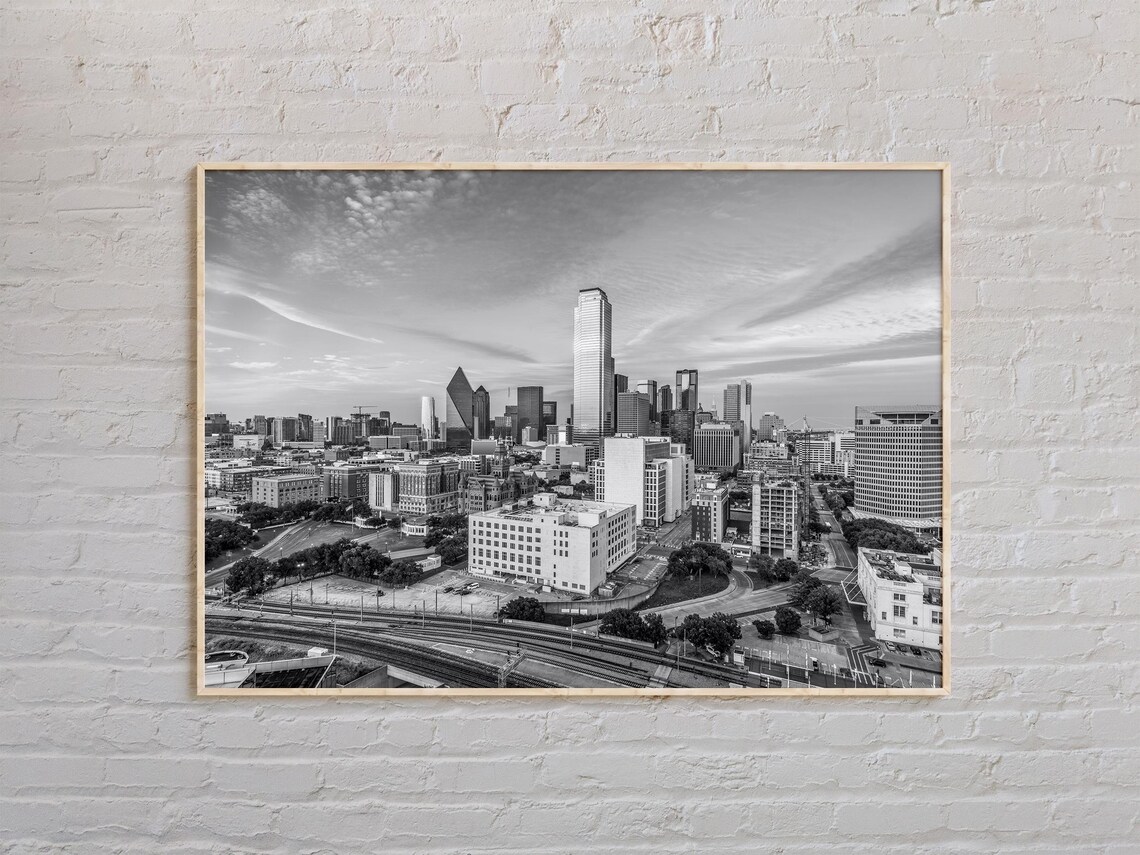 Dallas Black And White Wall Art Print