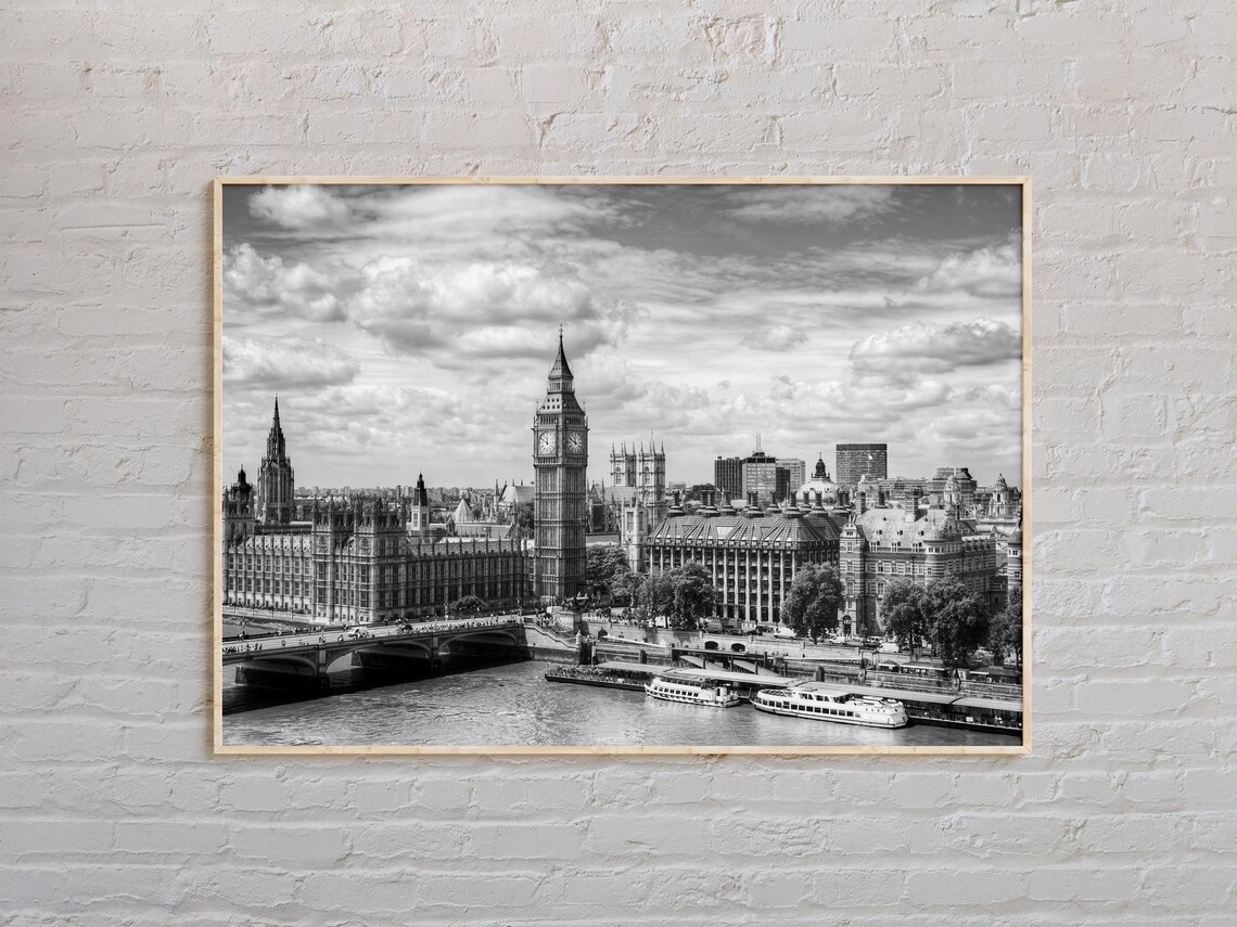 Black And White London Travel Poster, England
