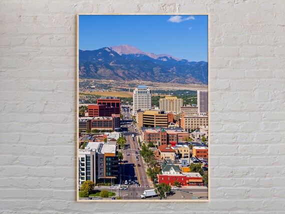Colorado Springs Pikes Peak Mountain City Skyline Photo Poster