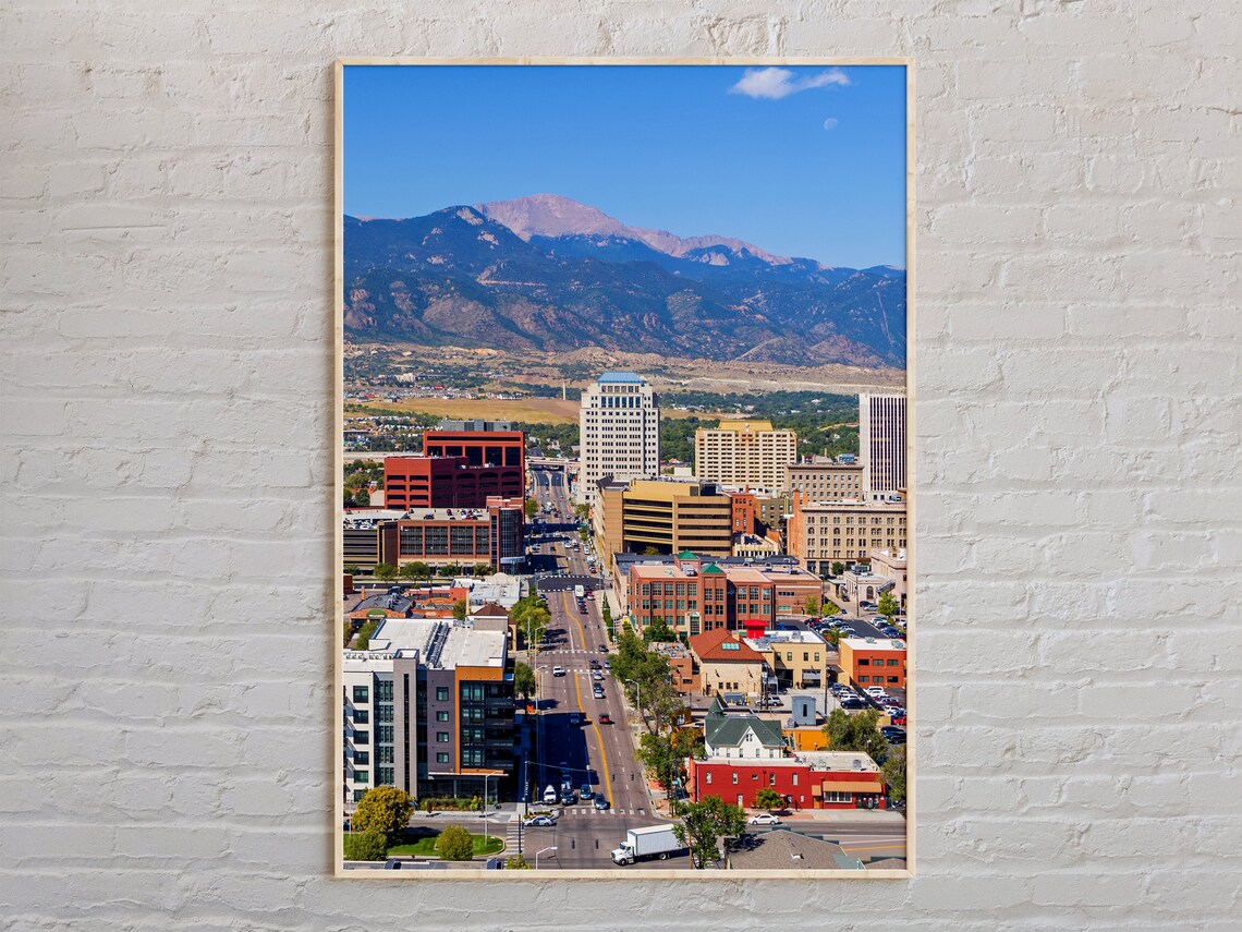 Colorado Springs Pikes Peak Mountain City Skyline Photo Poster