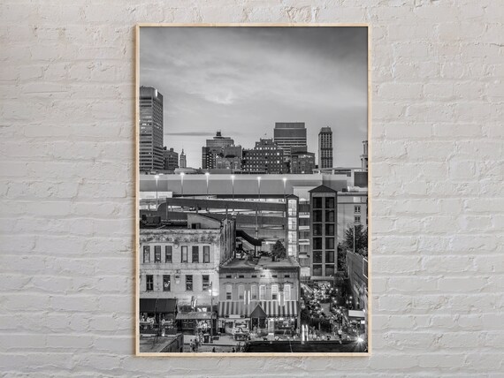 Memphis Skyline Evening Black and White Tennessee City Photo Poster