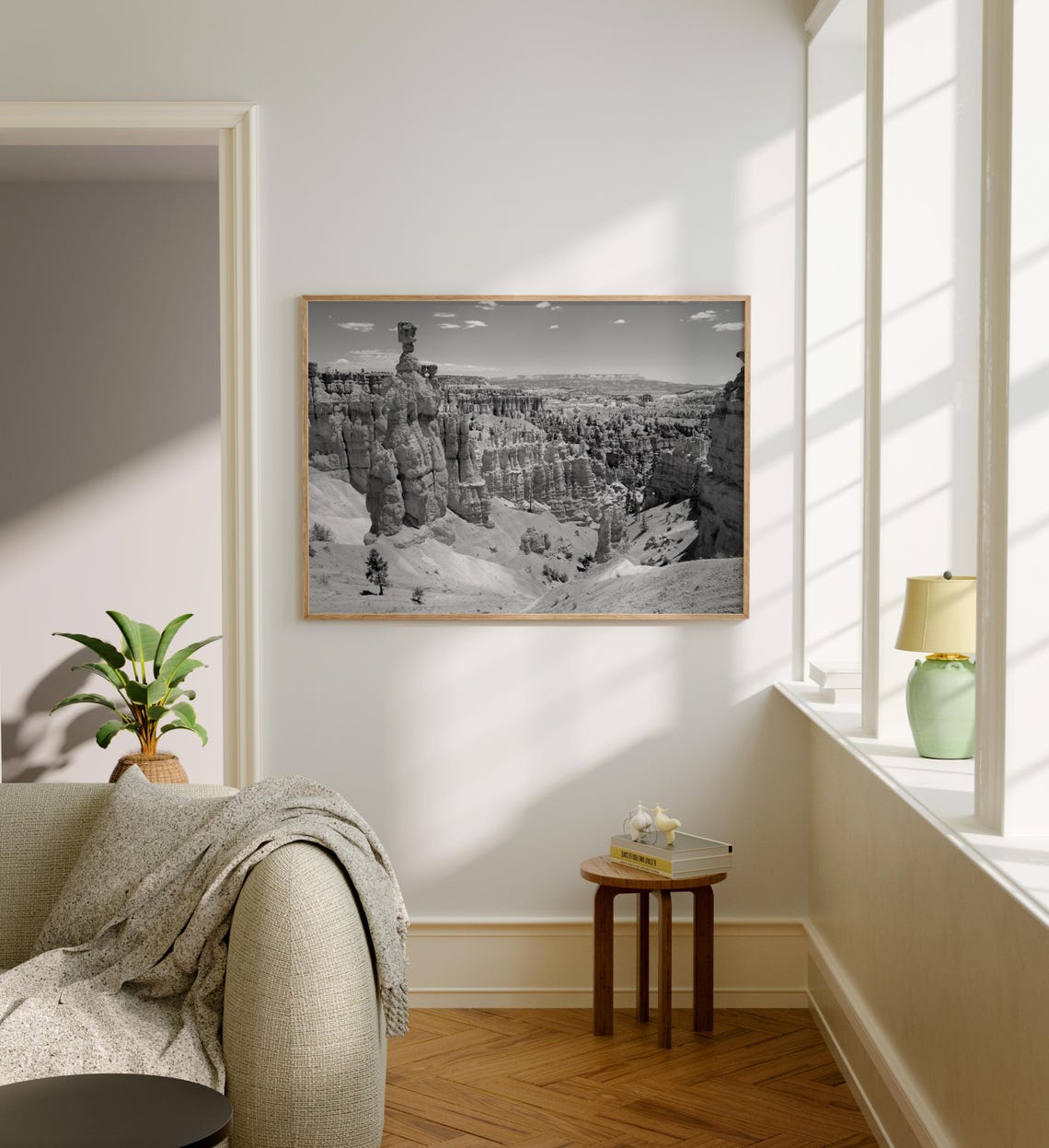 Bryce Canyon Hoodoos Rock Formations Black and White Landscape Poster - Image 5