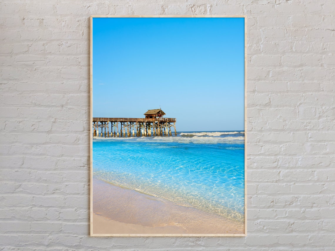 Cocoa Beach Pier Turquoise Ocean Water Sunny Florida Beach Poster