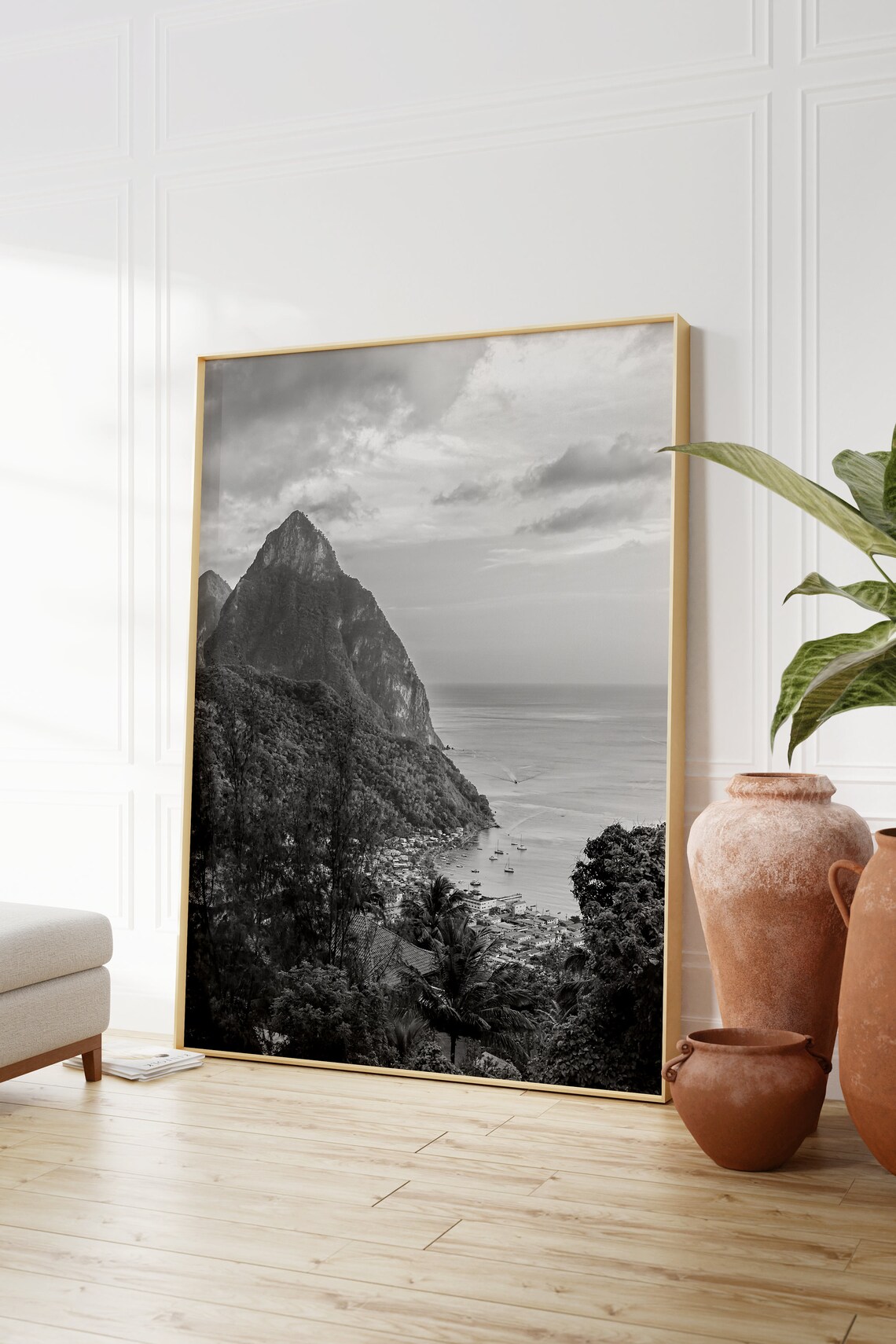 Saint Lucia Black and White Travel Poster - Image 2
