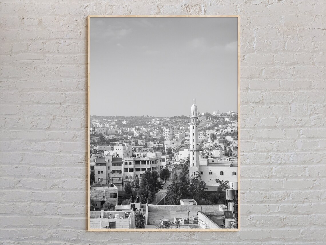 Middle East Old City Minaret Black And White Historic Photo Poster
