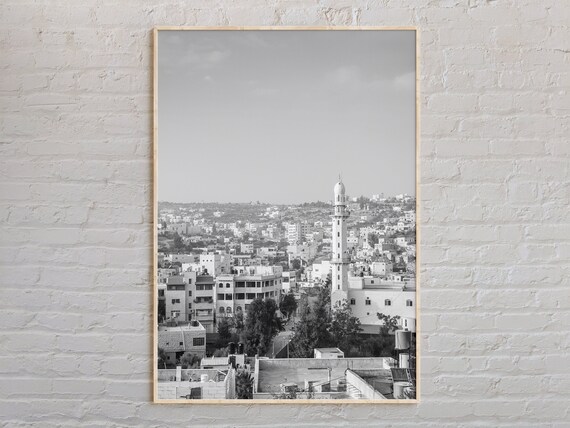 Middle East Old City Minaret Black And White Historic Photo Poster