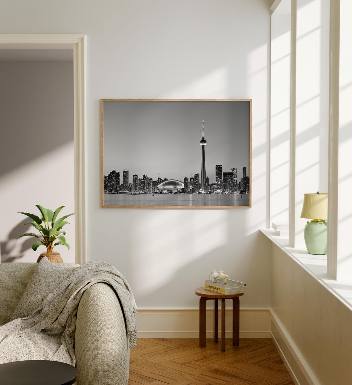 Toronto CN Tower Skyline Evening Black And White Cityscape Wall Art - Image 5