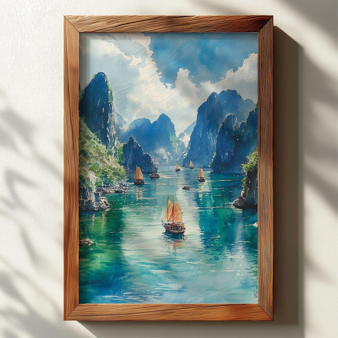 Ha Long Bay Watercolor Print, Vietnam Travel Poster