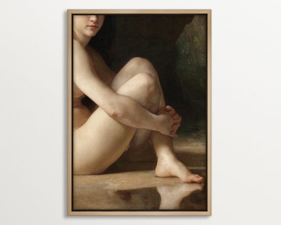 Moody Nude Wall Art Framed Woman Print Large Elegant Home Decor For Modern Antique Interiors Dark Maximalist
