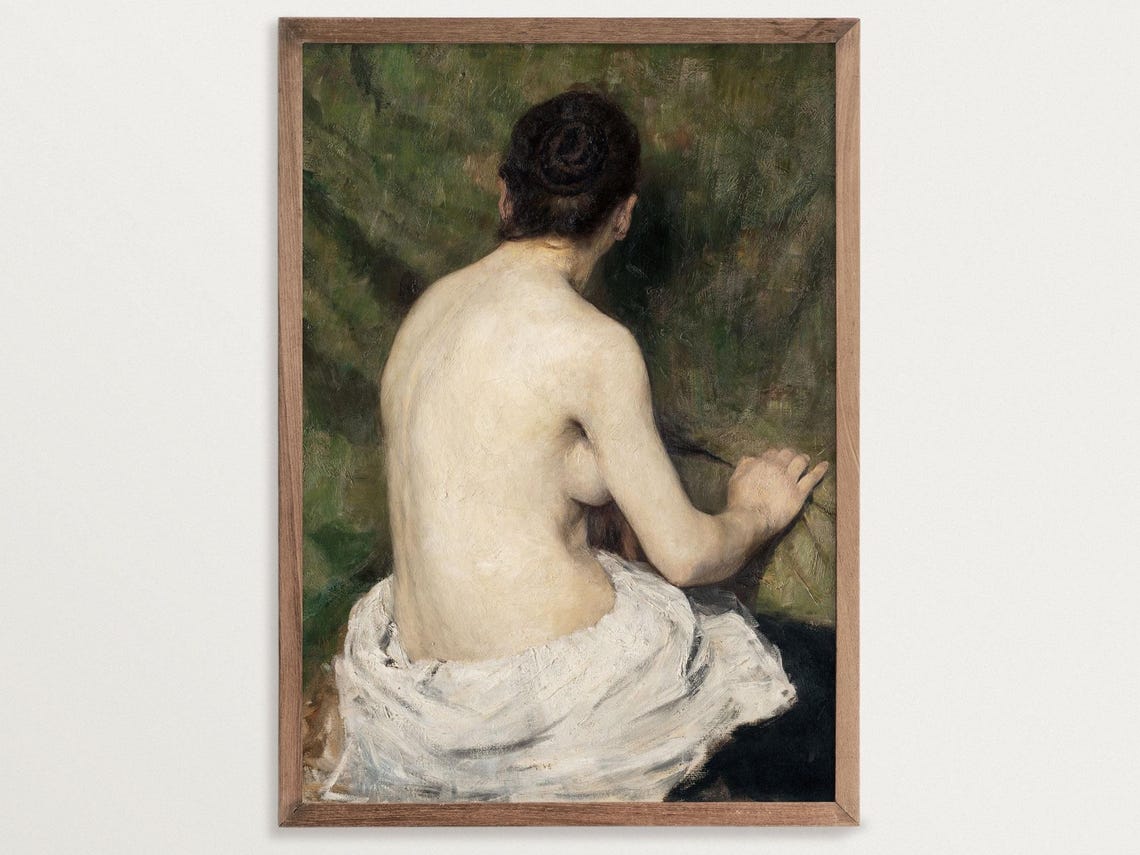 Classical Female Nude, Vintage Romantic Art Print
