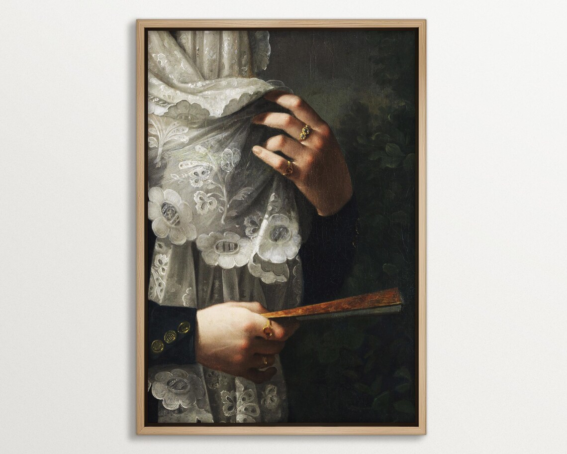Antique Portrait Detail of a Woman's Hands Holding a Fan Poster