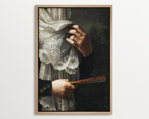 Antique Portrait Detail of a Woman's Hands Holding a Fan Poster