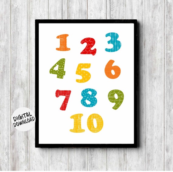 Bright Educational Numbers Nursery Kids Room Wall Art Numerical Chart Preschool Classroom Decor